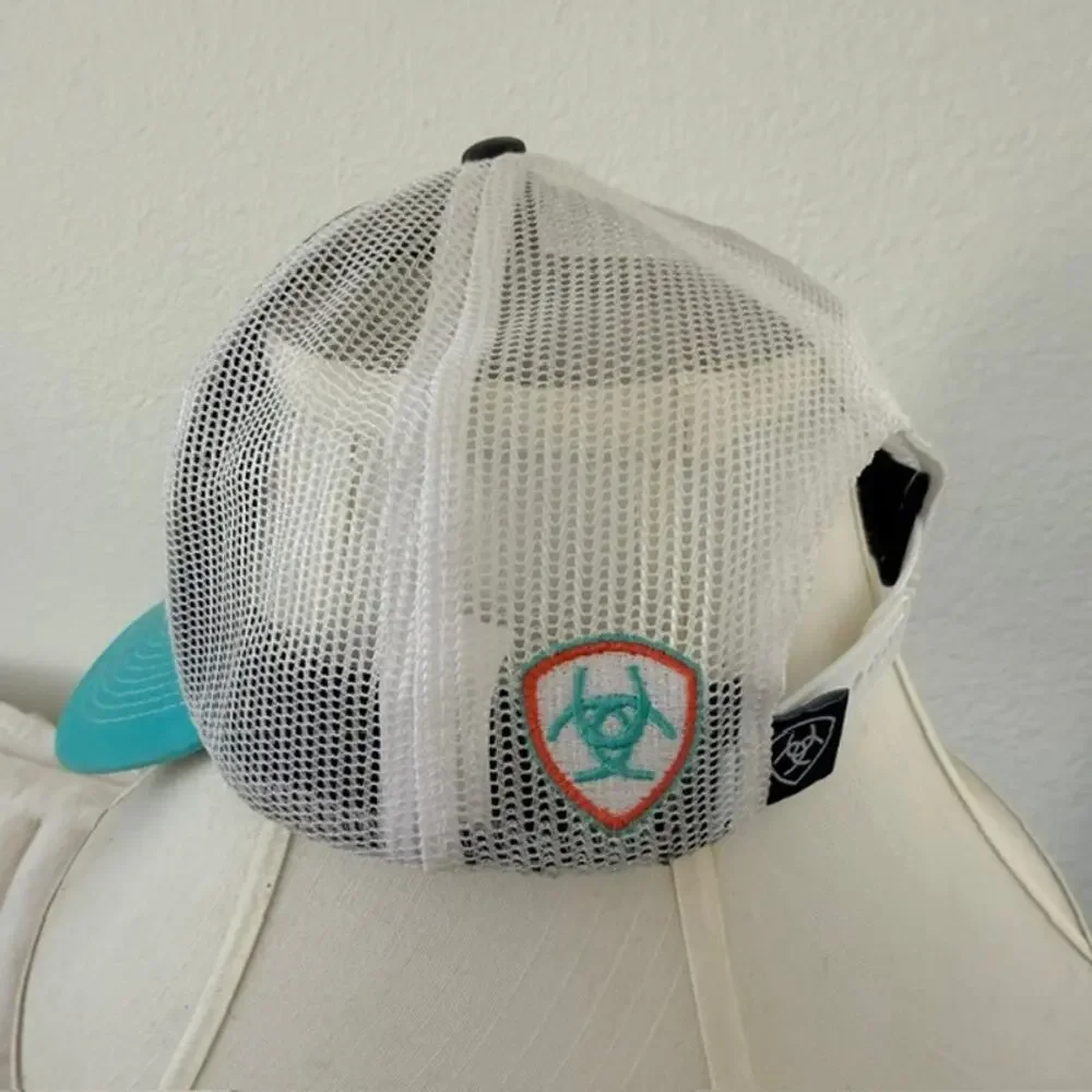Ariat Snapback Cap Turquoise Gray/Brown‎ Aztec Design Mesh Athletic Youth Unisex